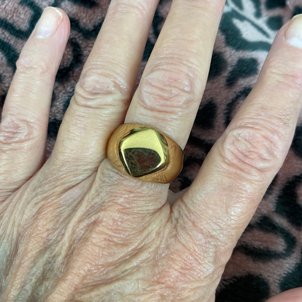Stainless steel gold tone ring
